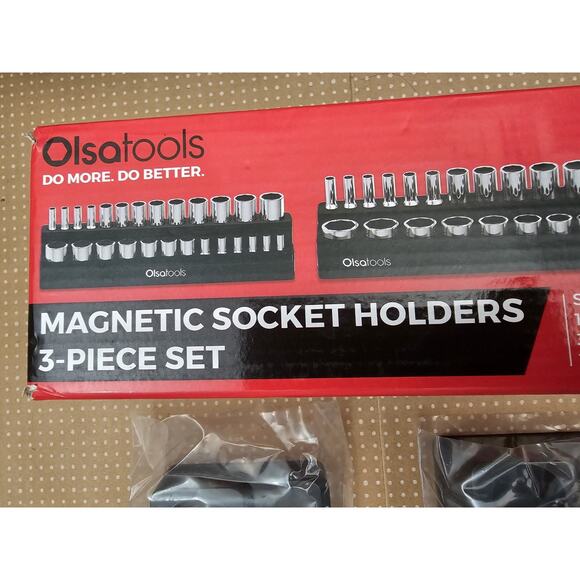 Olsa Tools Magnetic Socket Organizer | 3 Piece Socket Holder Kit | 1/2-Inch, 3/8 - Picture 7 of 8